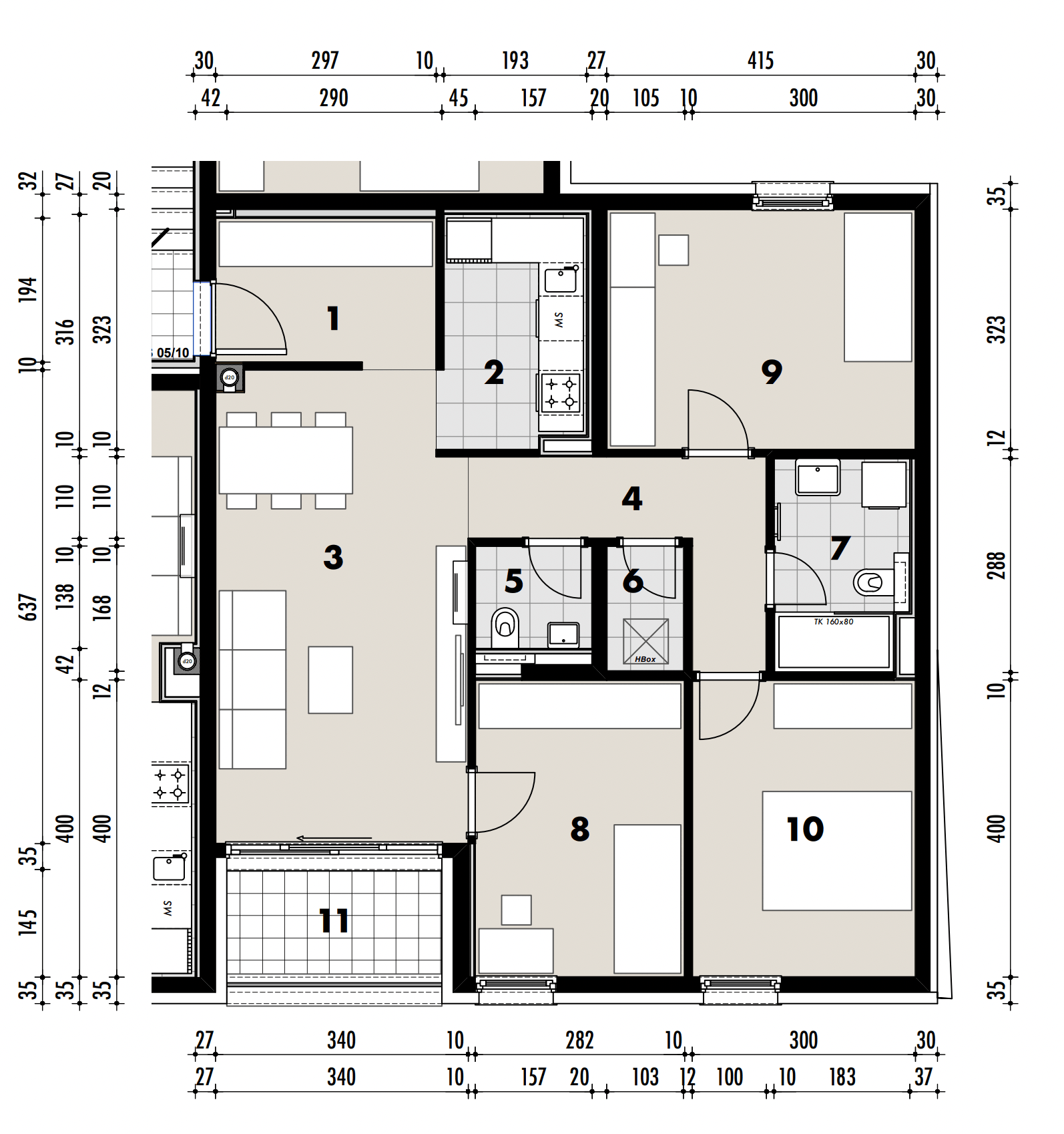 Projekt Frankopanska 3 - 4 sobni stan, 2
