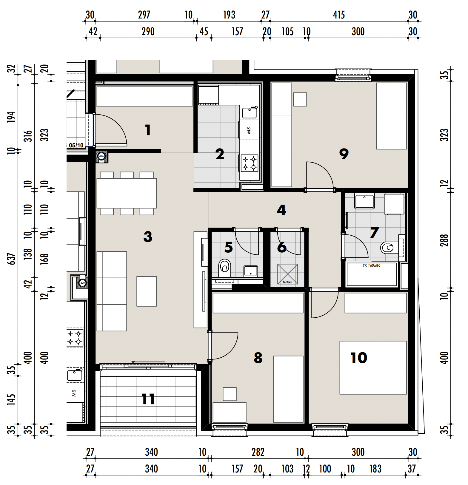 Projekt Frankopanska 3 - 4 sobni stan, 1
